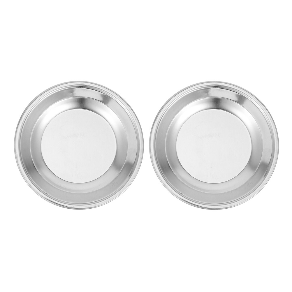 Drip Tray Saucer - ステンレス製ティーバッグトレイ2個セット。丸型で、お茶を注ぐ際に茶葉がこぼれるのを防ぎ、テーブルの上をきれいに保つための金属製オーガナイザー兼受け皿。