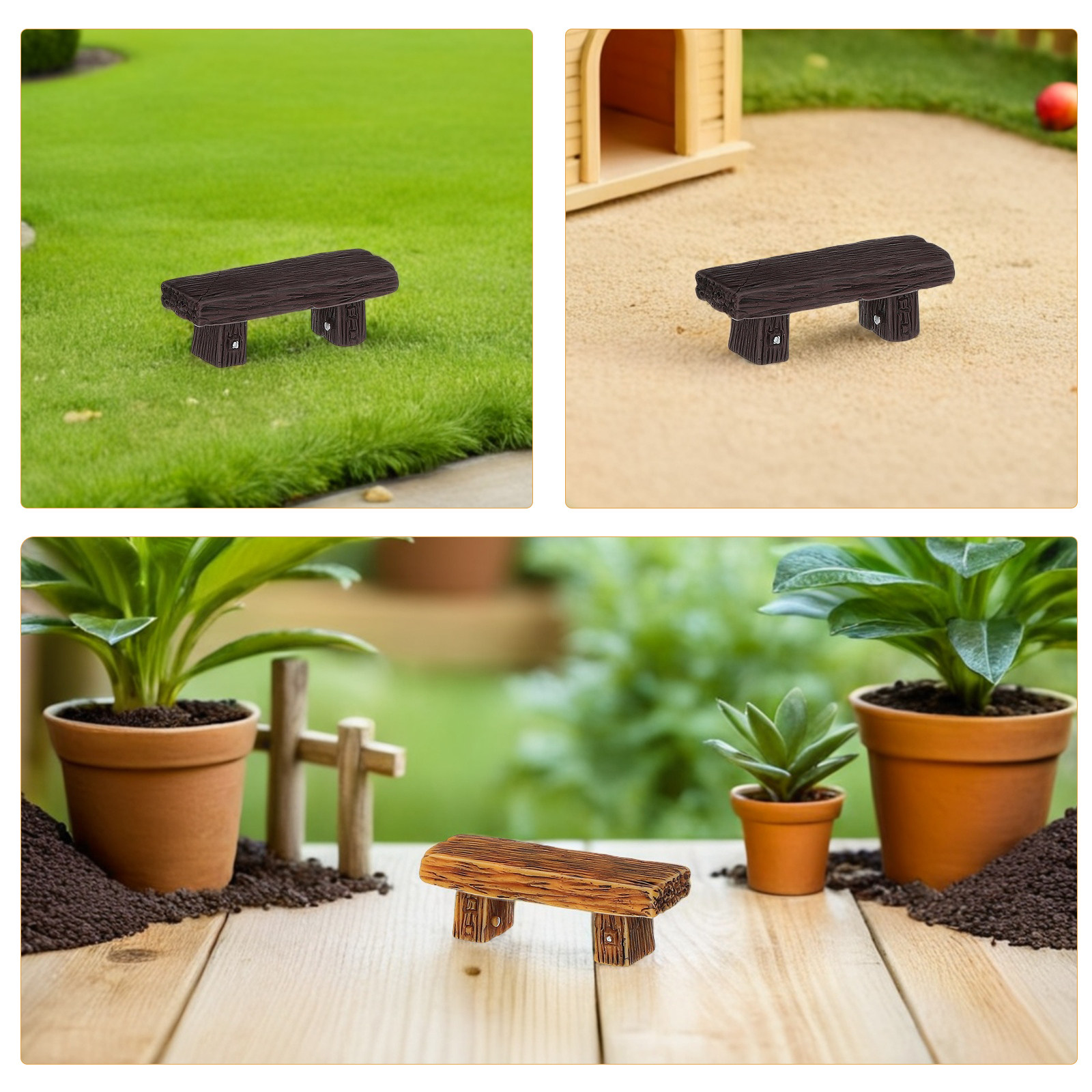 12個入り ミニチュア レジン製ベンチ、ヴィンテージデザイン - Bonsai Garden Landscape Design のレビューと価格