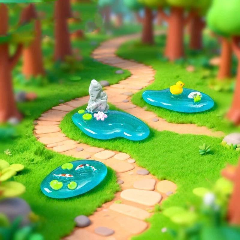 鯉、アヒル、蓮のミニ樹脂製池の置物、滑らかな表面のマイクロオ - Bonsai Garden With Koi Pond のレビューと価格